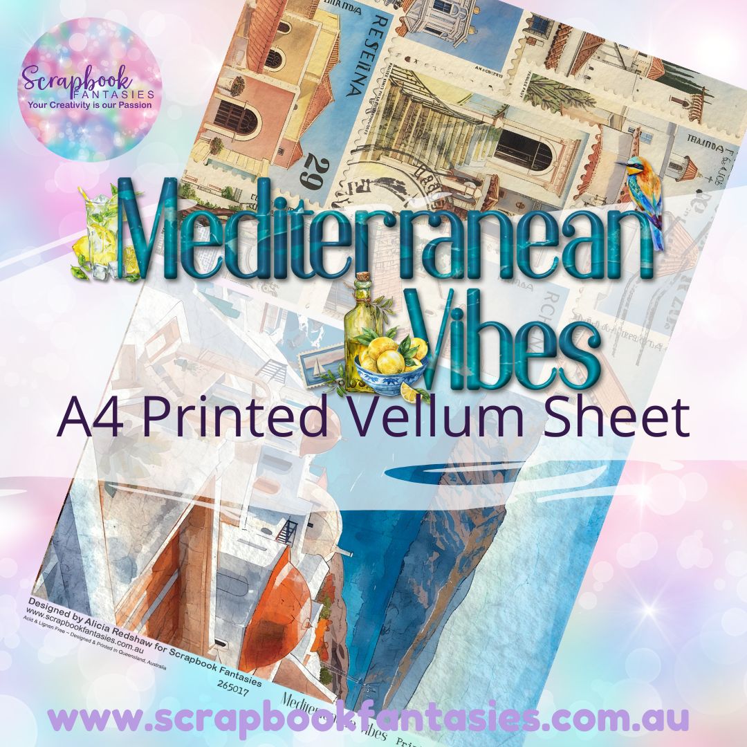 Mediterranean Vibes A4 Printed Vellum Sheet - Halves 8 265017
