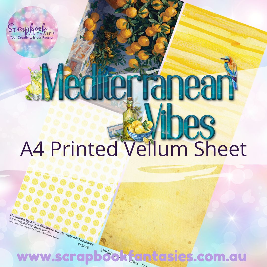 Mediterranean Vibes A4 Printed Vellum Sheet - Quarters 1 265018