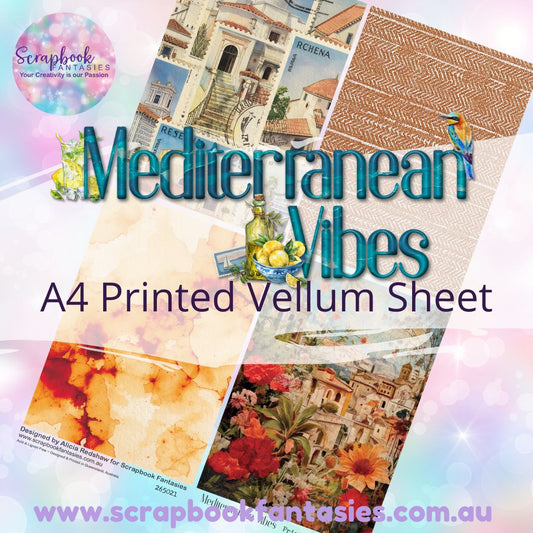 Mediterranean Vibes A4 Printed Vellum Sheet - Quarters 4 265021