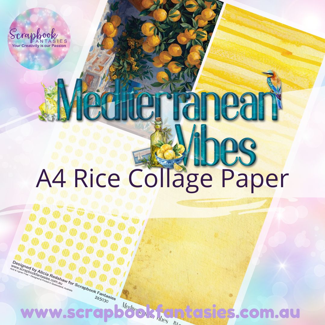 Mediterranean Vibes A4 Rice Collage Paper - Quarters 1 265030