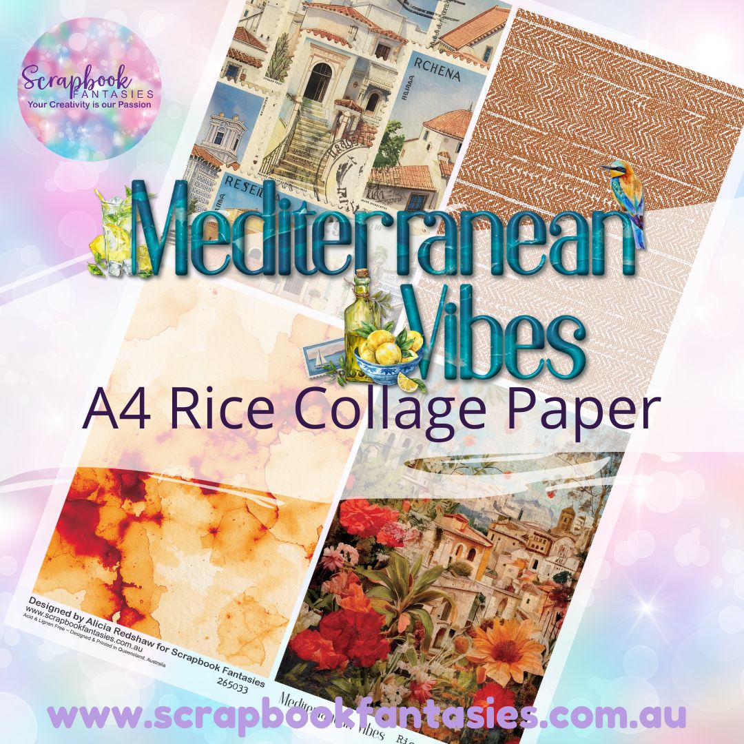 Mediterranean Vibes A4 Rice Collage Paper - Quarters 4 265033