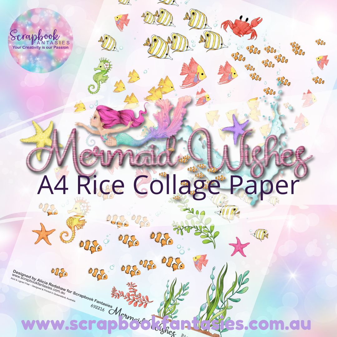 Mermaid Wishes A4 Rice Collage Paper - Fishies 692216