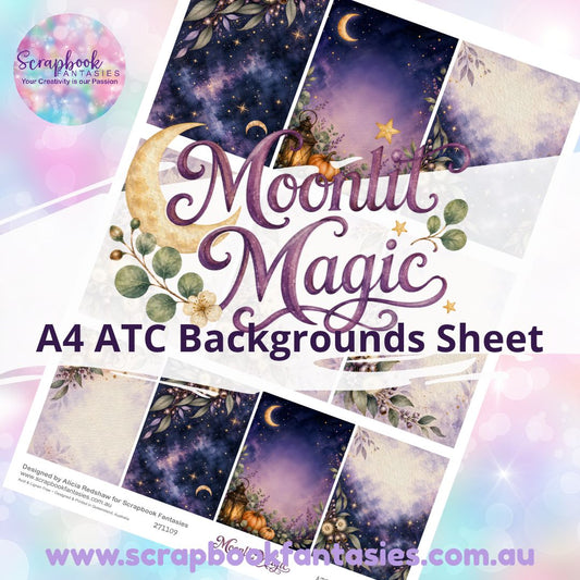 Moonlit Magic A4 ATC Backgrounds Sheet 1 271109