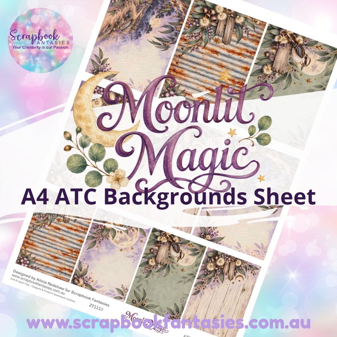 Moonlit Magic A4 ATC Backgrounds Sheet 2 271110