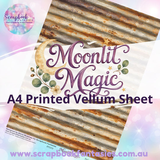 Moonlit Magic A4 Printed Vellum Sheet - Corrugated Iron 271103