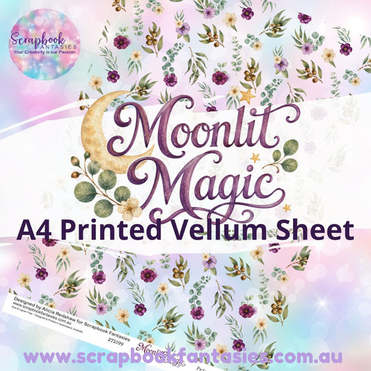 Moonlit Magic A4 Printed Vellum Sheet - Floral Pattern 271099