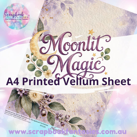 Moonlit Magic A4 Printed Vellum Sheet - Gums and Lilac 271125