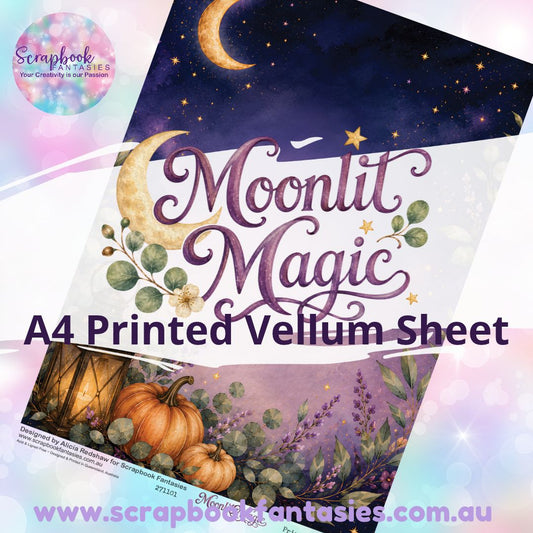 Moonlit Magic A4 Printed Vellum Sheet - Moonlit Scene 271101