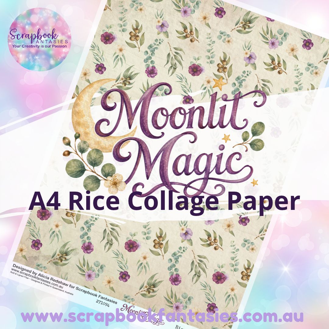 Moonlit Magic A4 Rice Collage Paper - Floral Pattern 271094