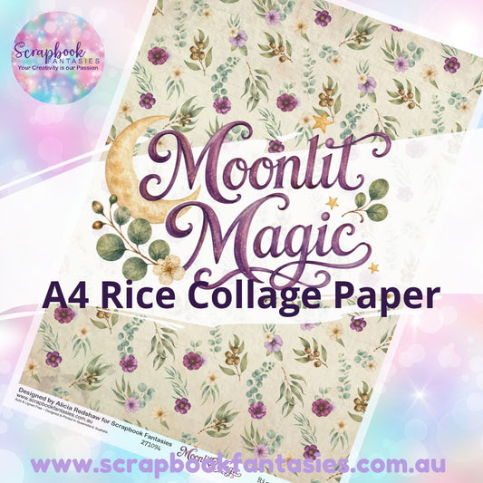 Moonlit Magic A4 Rice Collage Paper - Floral Pattern 271094