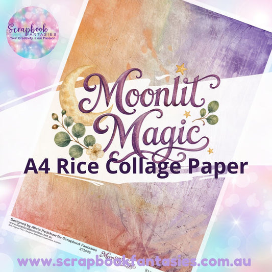 Moonlit Magic A4 Rice Collage Paper - Orange and Purple Distressed 271098