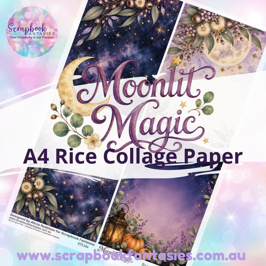 Moonlit Magic A4 Rice Collage Paper - Quarters 6 271124