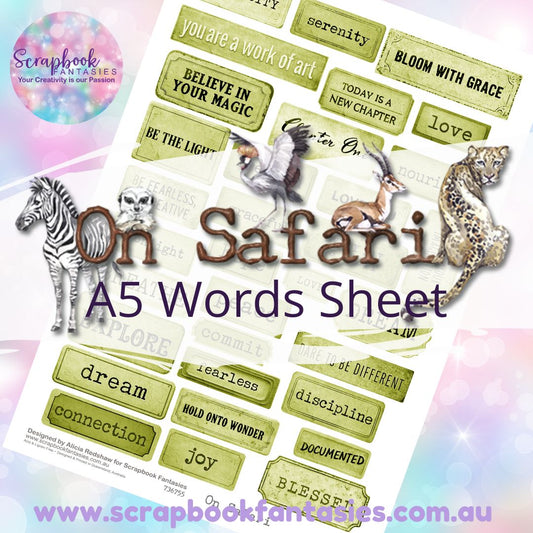 On Safari A5 Words Sheet - Word Plaques 1 736755