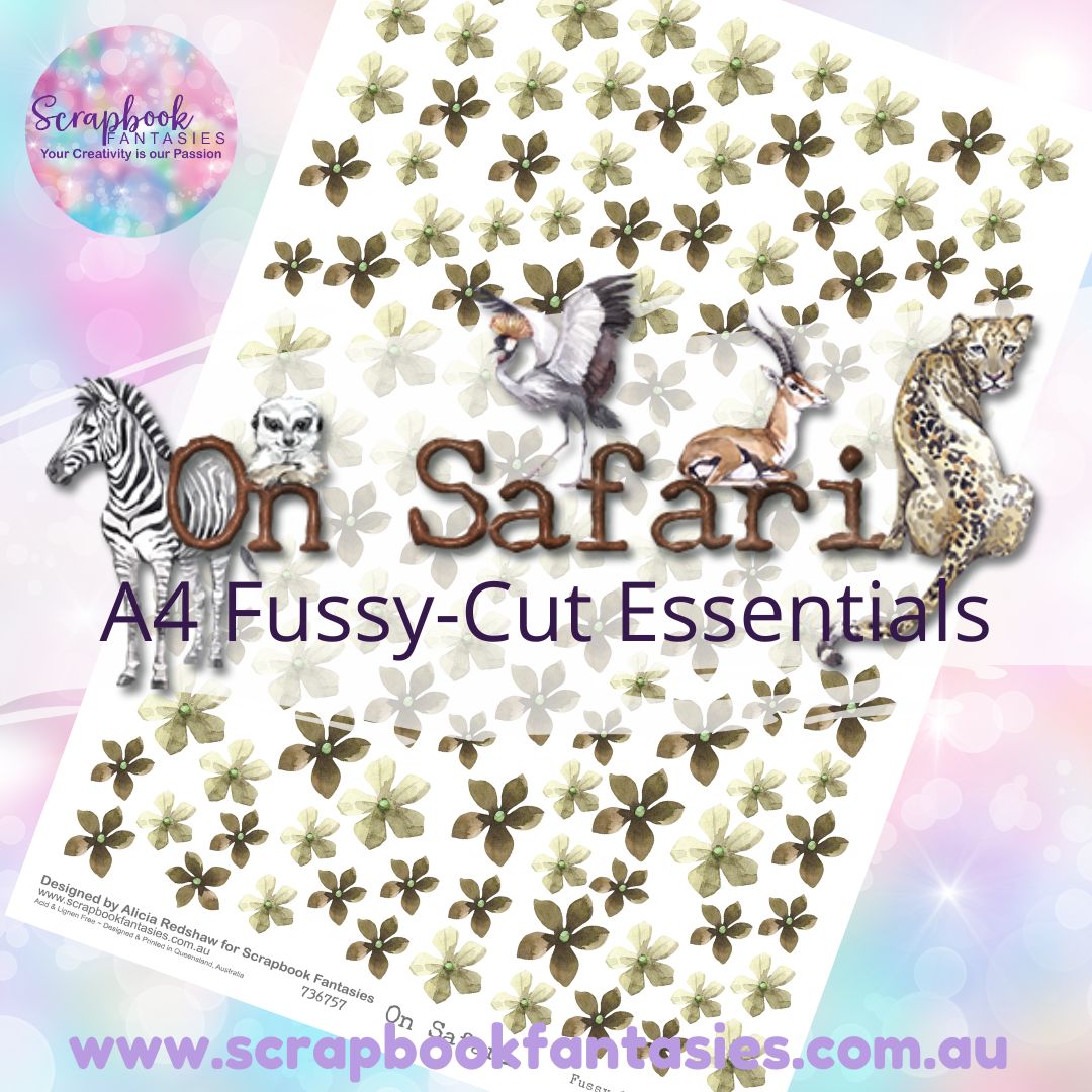 On Safari A4 Colour Fussy-Cut Essentials - Khaki Flowers 736757