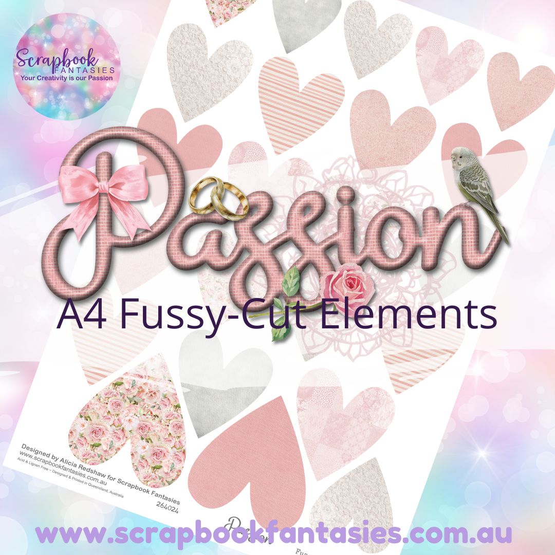 Passion A4 Colour Fussy-Cut Elements - Large Hearts 1-1 264024