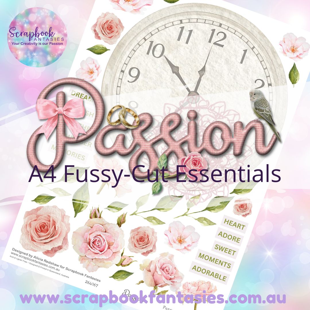 Passion A4 Colour Fussy-Cut Essentials - Clock and Roses 264067