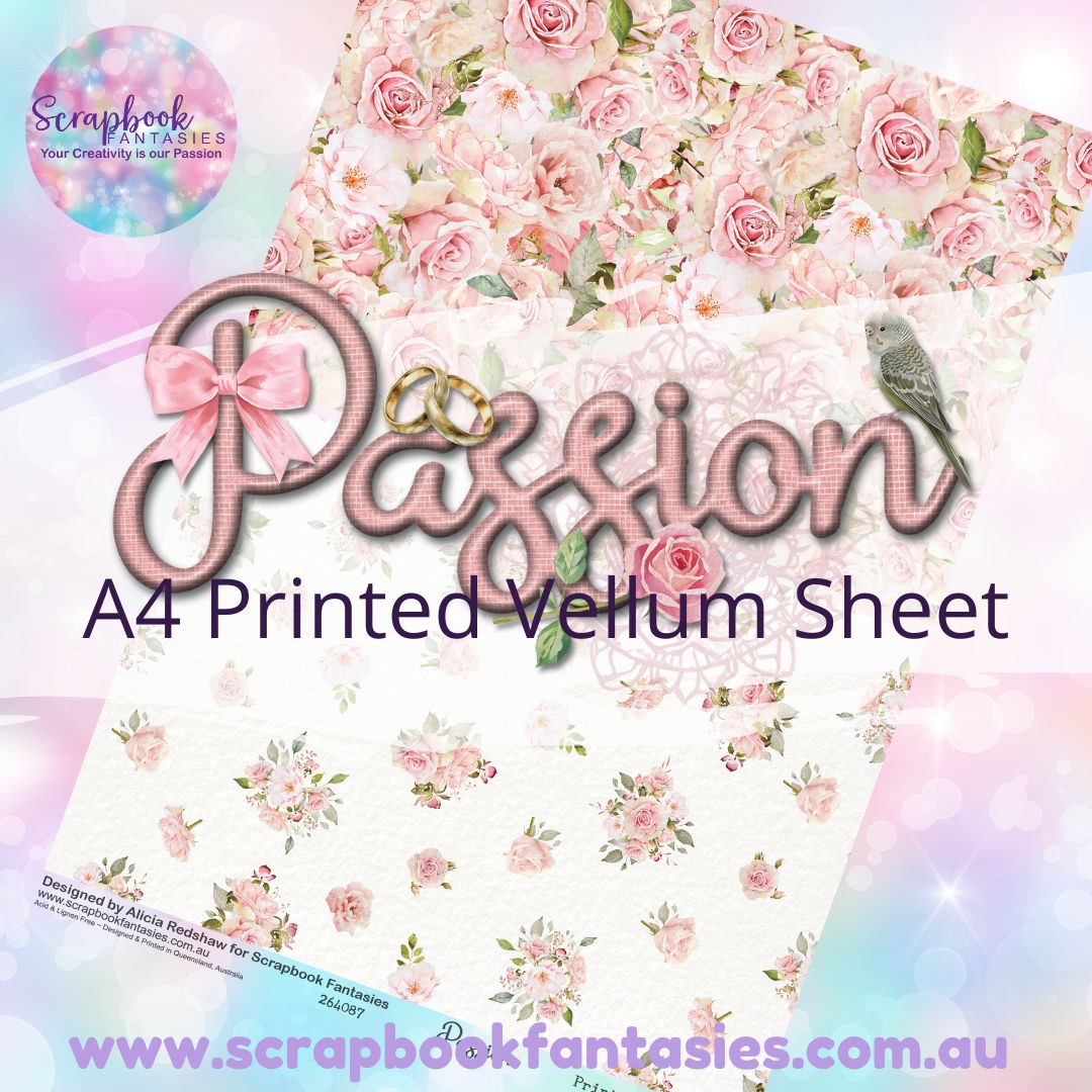 Passion A4 Printed Vellum Sheet - Halves 5 264087