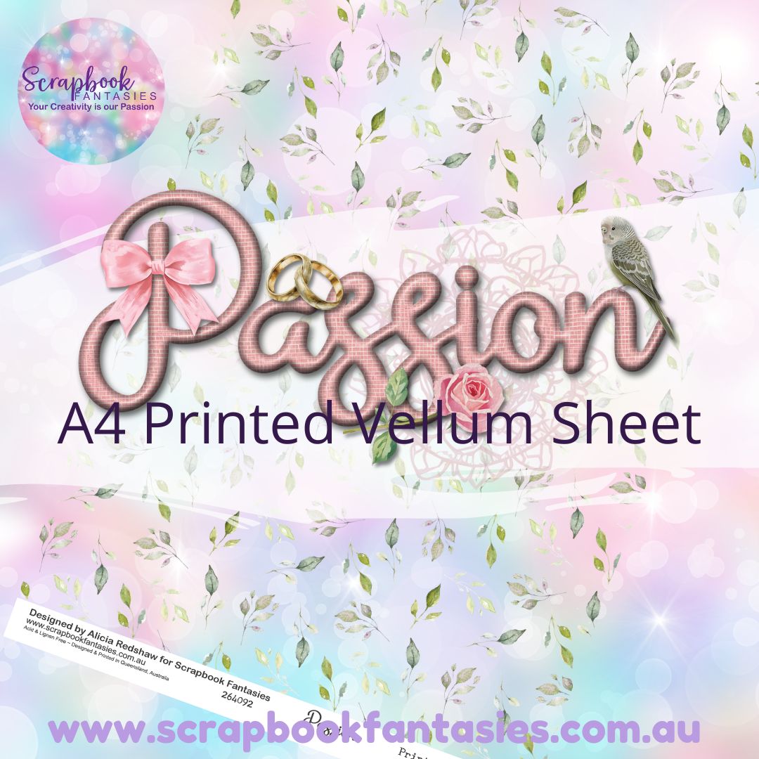 Passion A4 Printed Vellum Sheet - Leaf Print 264092
