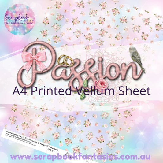 Passion A4 Printed Vellum Sheet - Rose Print 264093