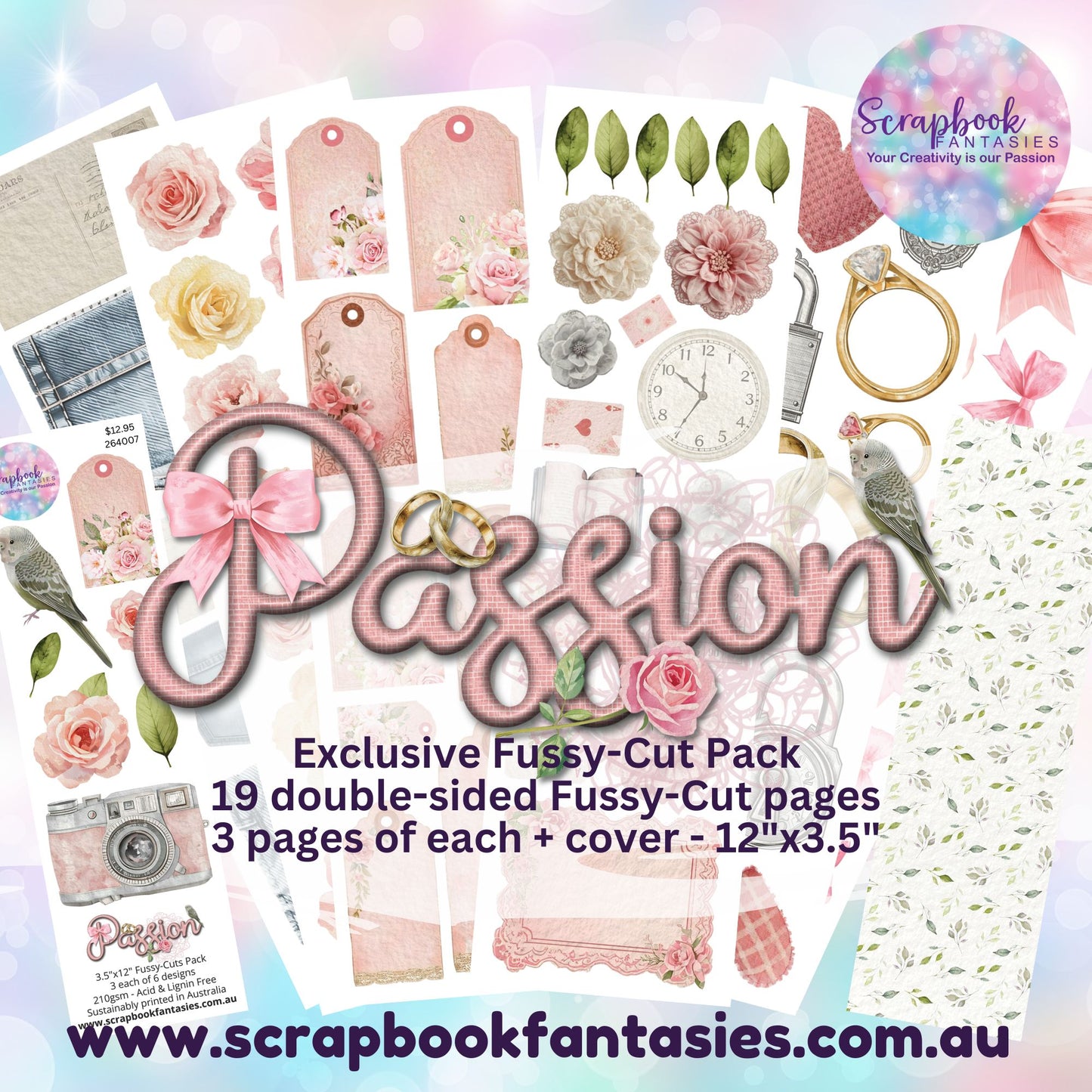 Passion 12x3.5" Double-Sided Fussy-Cuts Pack - 19 pieces - 264007