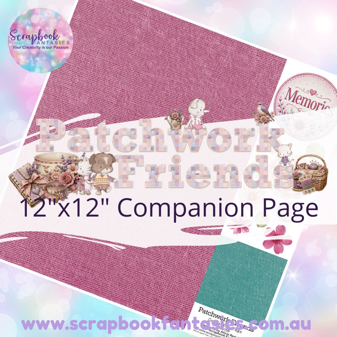 Patchwork Friends 12"x12" Single-sided Companion Page - Raspberry Fabric 266058