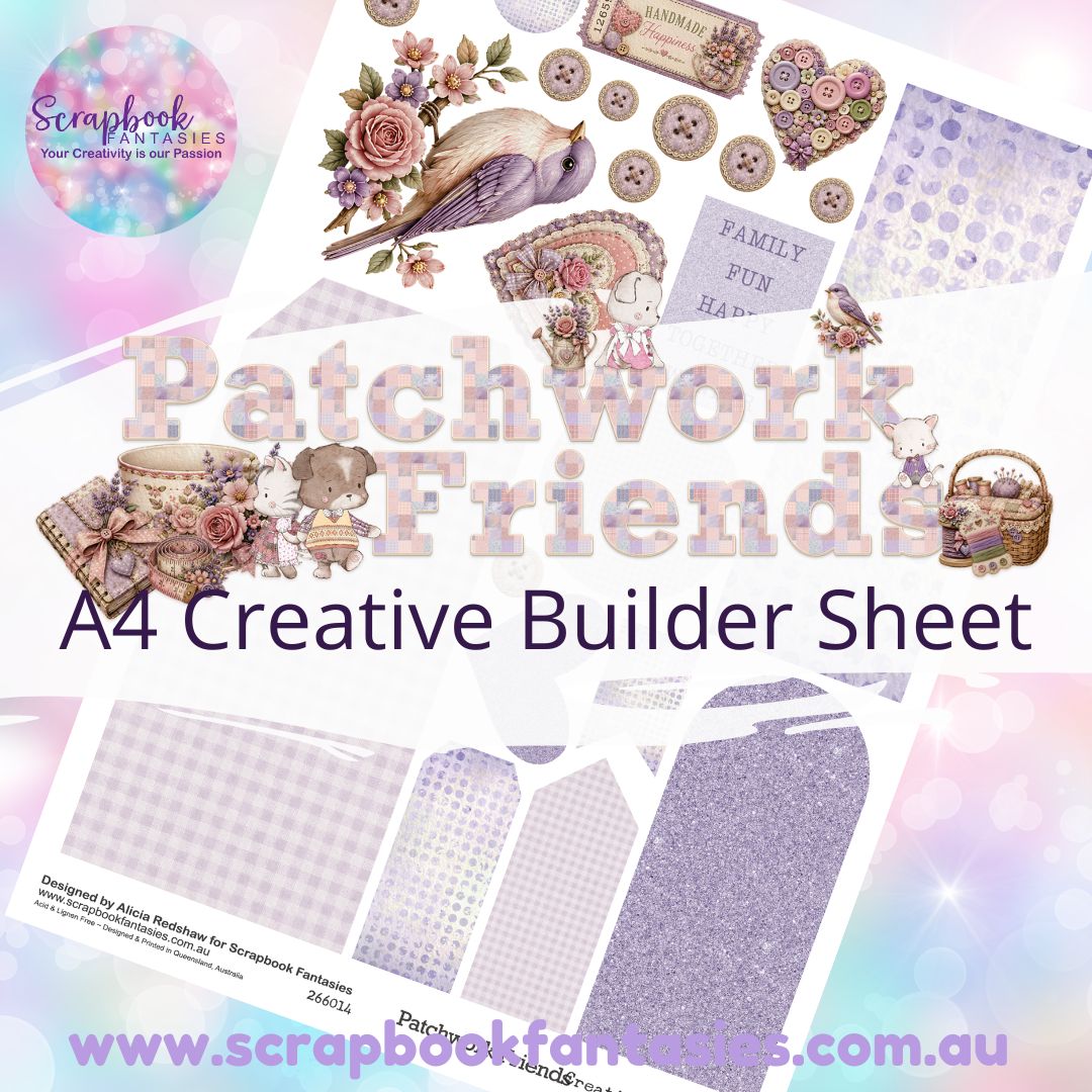 Patchwork Friends A4 Creative Builder Sheet - Lilac 266014