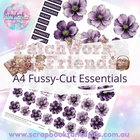 Patchwork Friends A4 Colour Fussy-Cut Essentials - Purple Flowers 266065