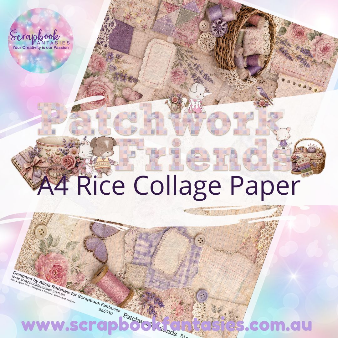 Patchwork Friends A4 Rice Collage Paper - Halves 2 266030