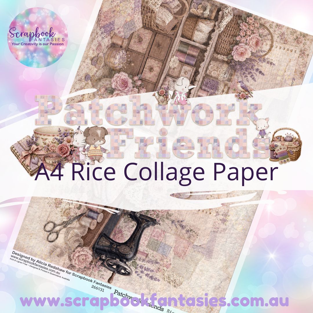 Patchwork Friends A4 Rice Collage Paper - Halves 3 266031