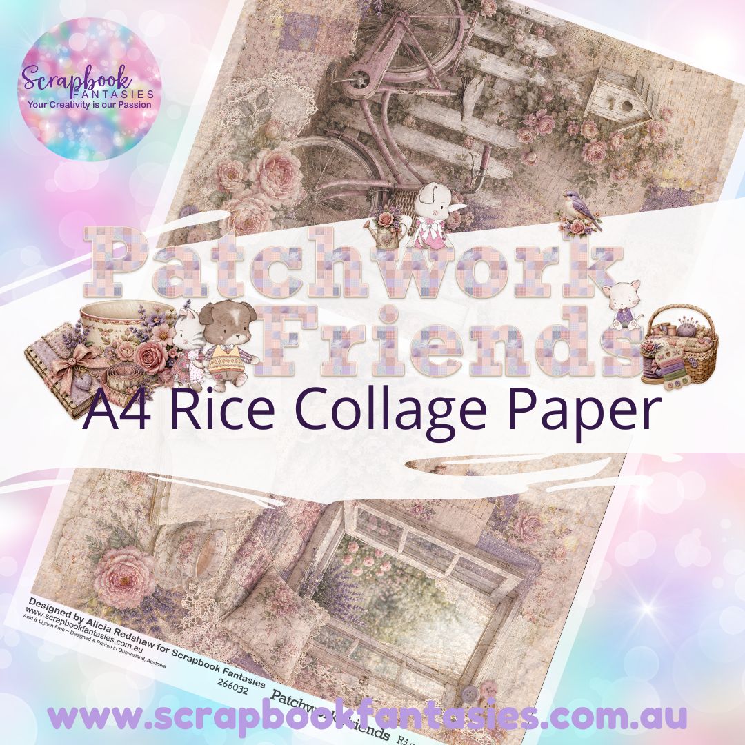 Patchwork Friends A4 Rice Collage Paper - Halves 4 266032