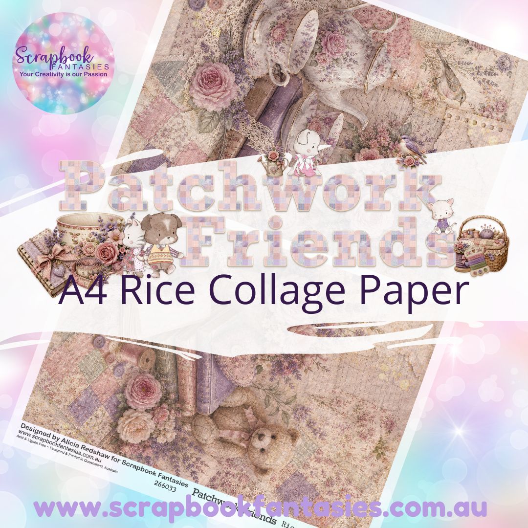 Patchwork Friends A4 Rice Collage Paper - Halves 5 266033