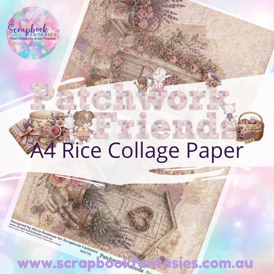 Patchwork Friends A4 Rice Collage Paper - Halves 6 266034