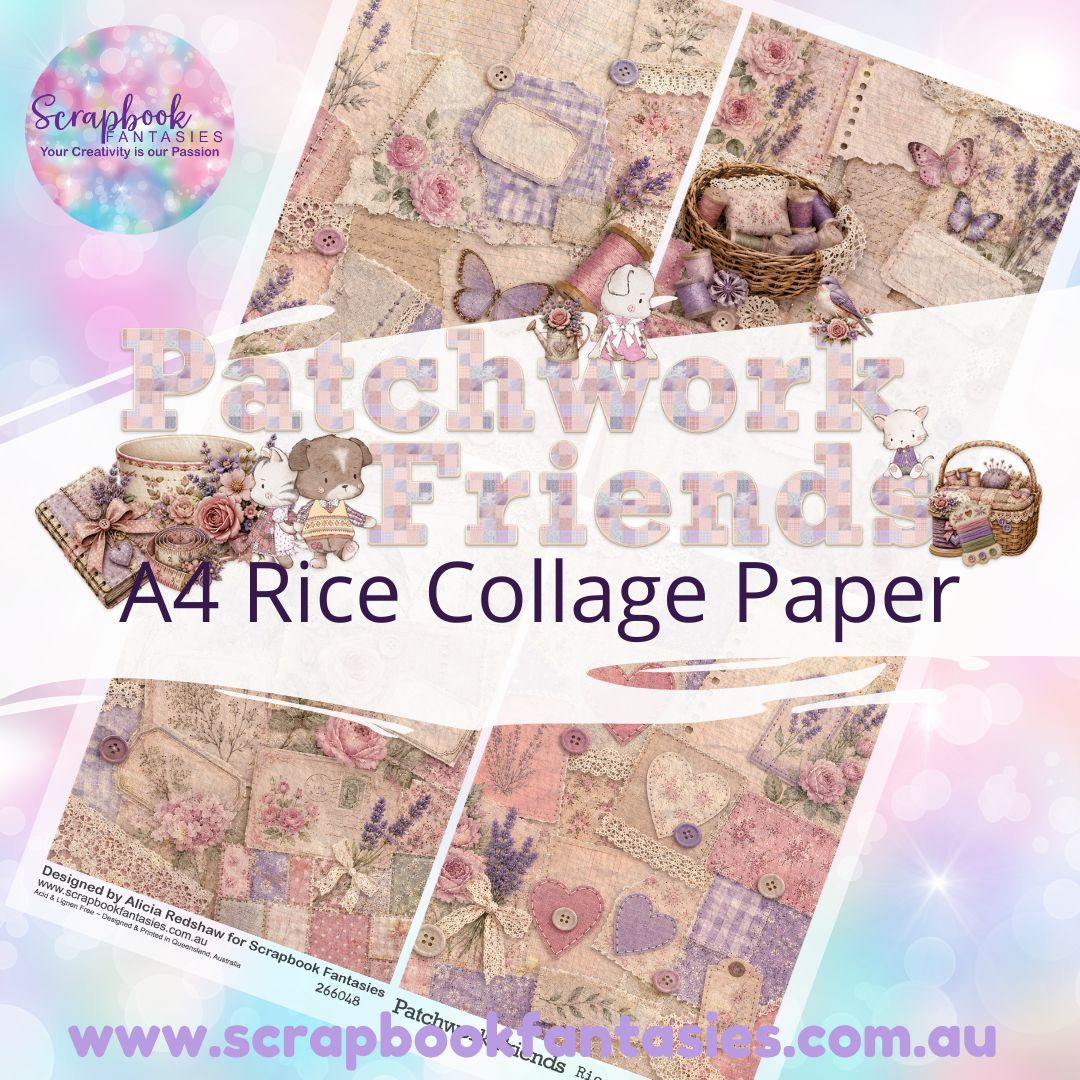 Patchwork Friends A4 Rice Collage Paper - Quarters 2 266048