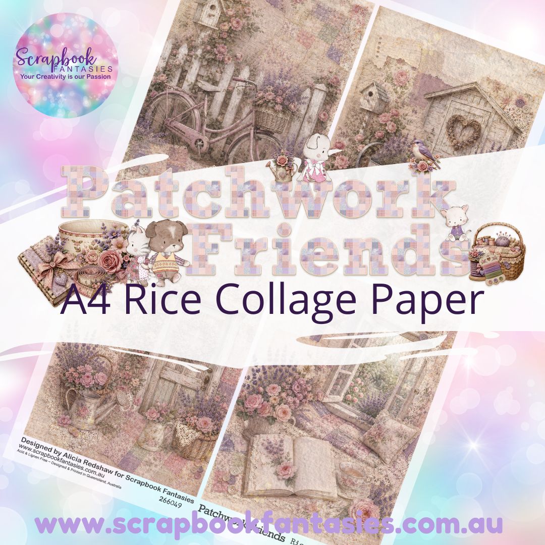Patchwork Friends A4 Rice Collage Paper - Quarters 3 266049