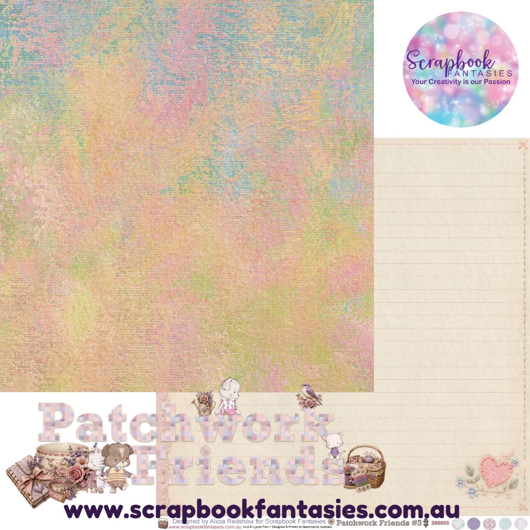 Patchwork Friends 12x12 Double-Sided Patterned Paper 3 - 266003