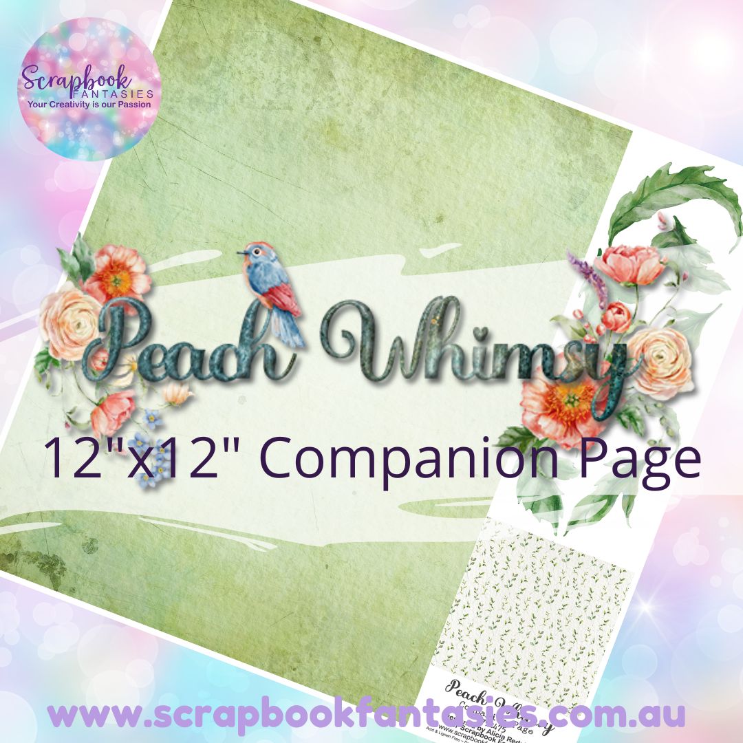 Peach Whimsy 12"x12" Single-sided Companion Page - Green Background 792475