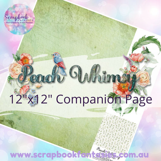 Peach Whimsy 12"x12" Single-sided Companion Page - Green Background 792475