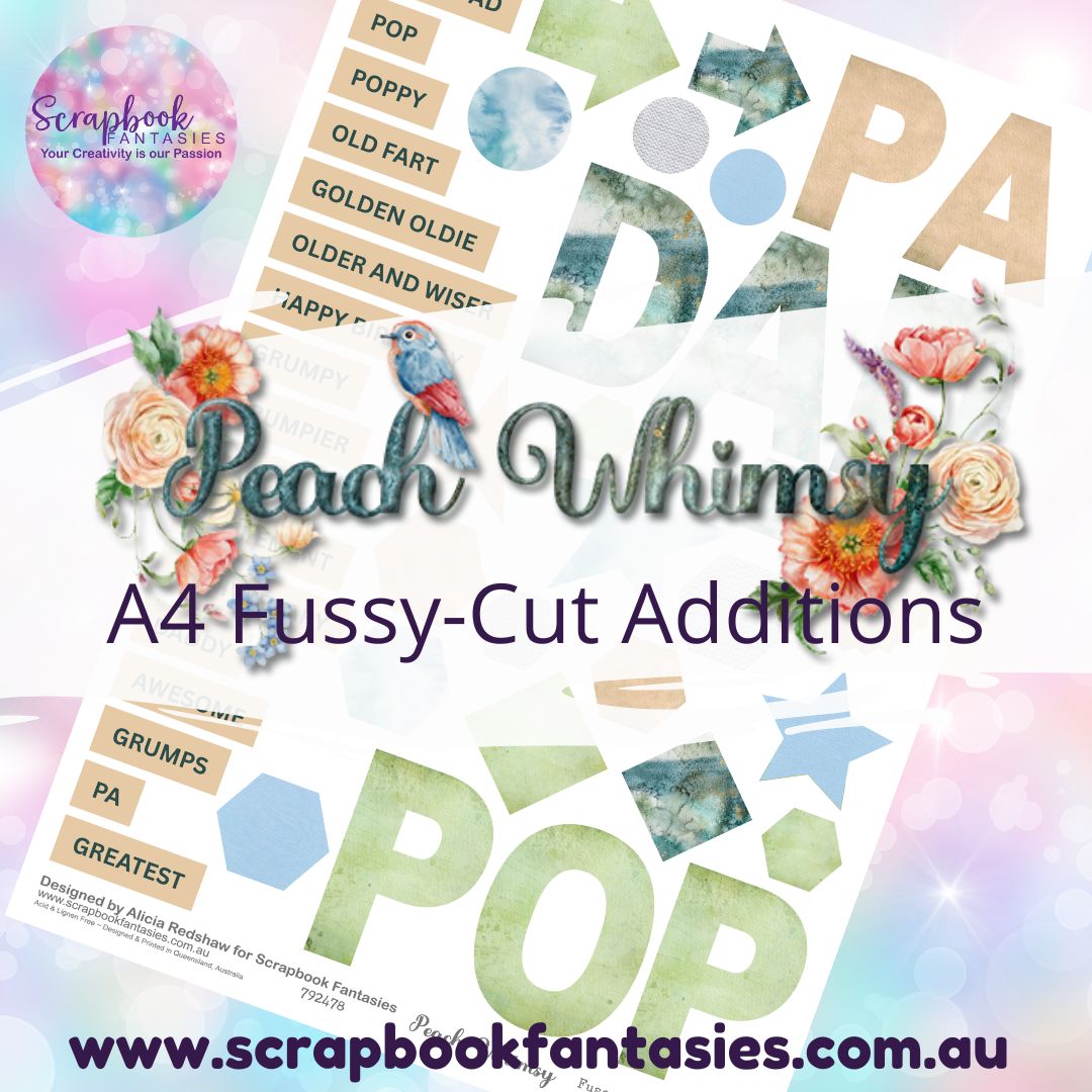 Peach Whimsy A4 Colour Fussy-Cut Additions - Dad Pop Pa 792478