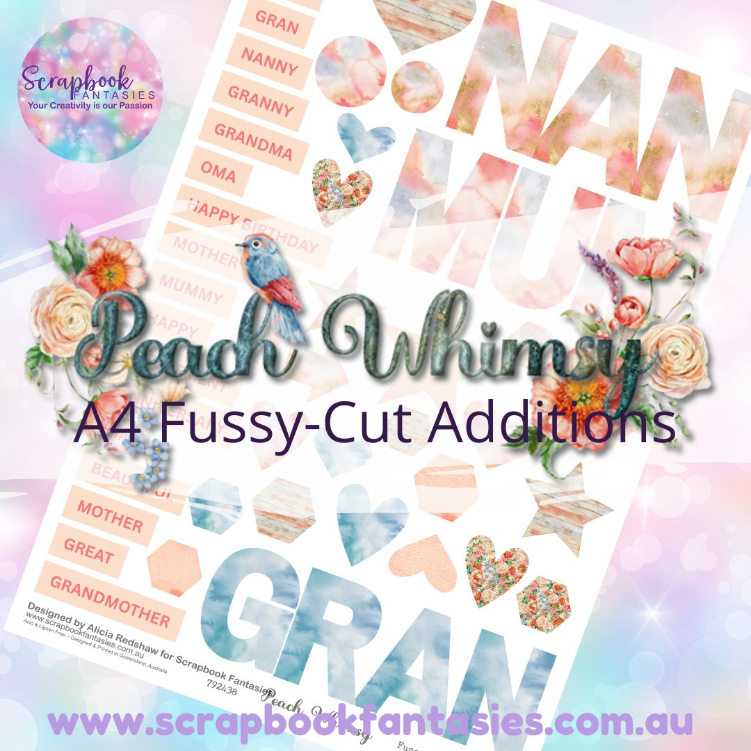 Peach Whimsy A4 Colour Fussy-Cut Additions - Mum Nan Gran 792438