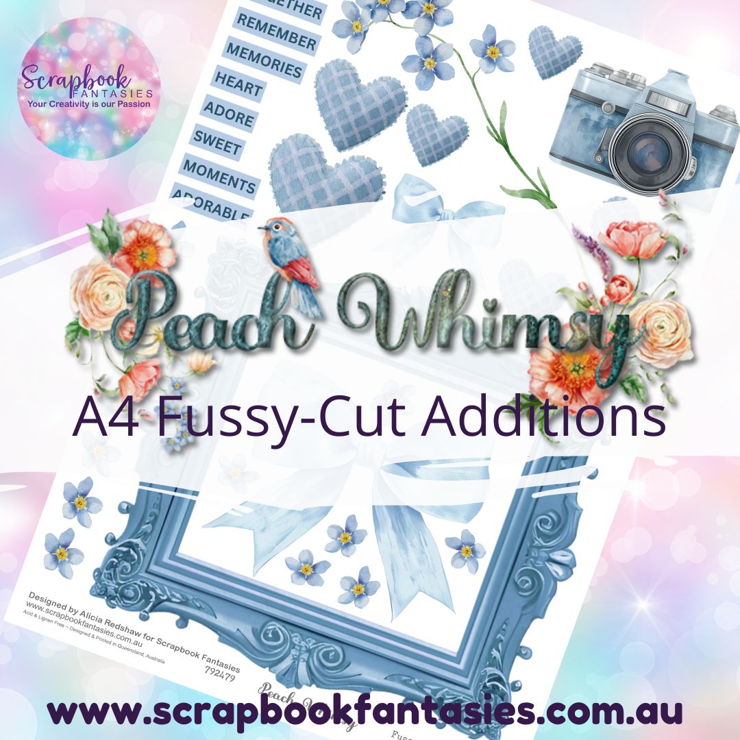 Peach Whimsy A4 Colour Fussy-Cut Additions - Blue Frame 792479