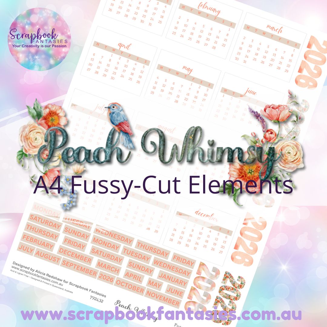 Peach Whimsy A4 Colour Fussy-Cut Calendar - 2026 792432