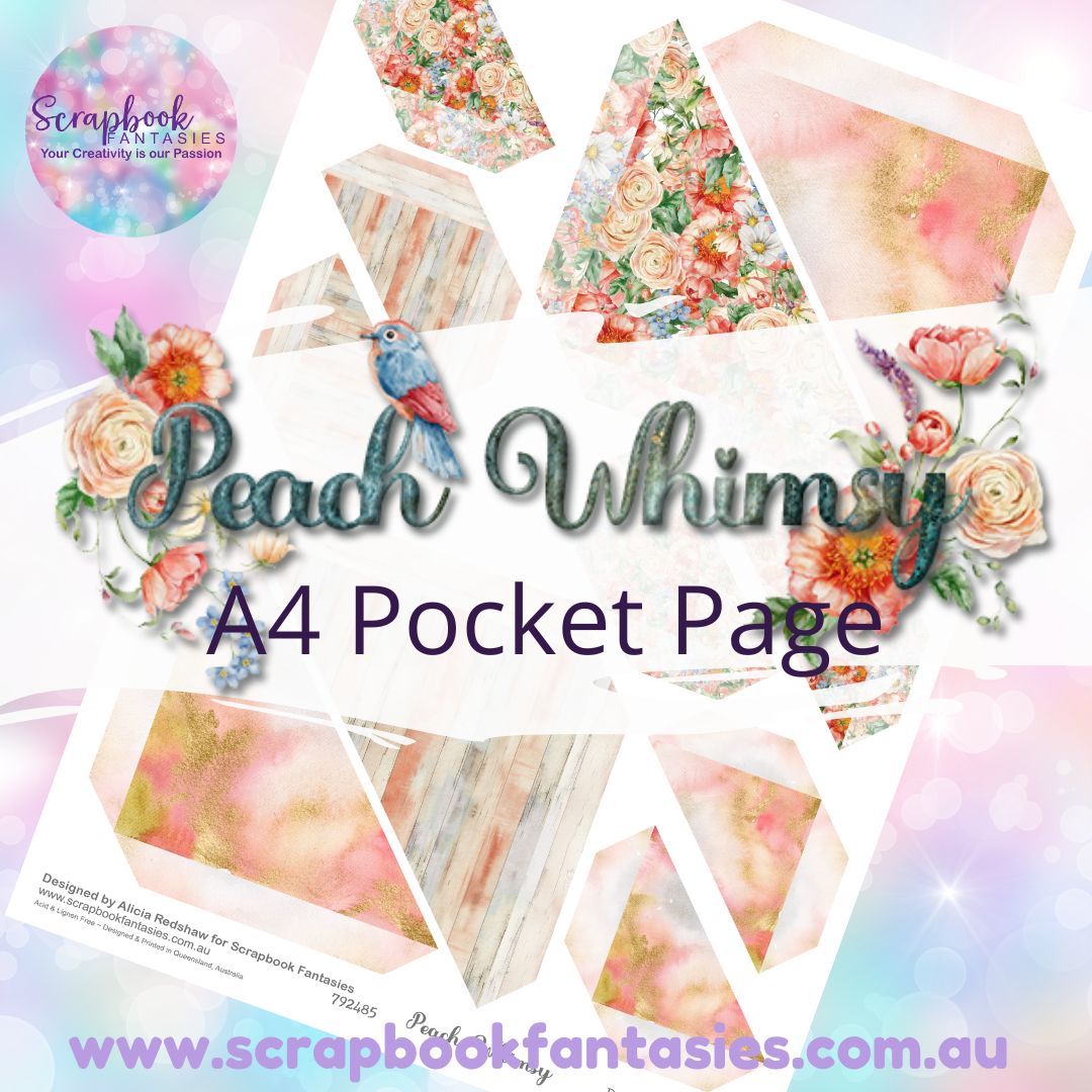 Peach Whimsy A4 Colour Pocket Page - Straight Corners 1 792485