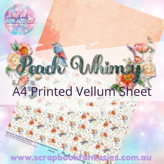 Peach Whimsy A4 Printed Vellum Sheet - Halves 4 792458