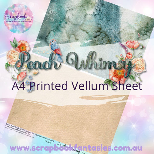 Peach Whimsy A4 Printed Vellum Sheet - Halves 6 792460