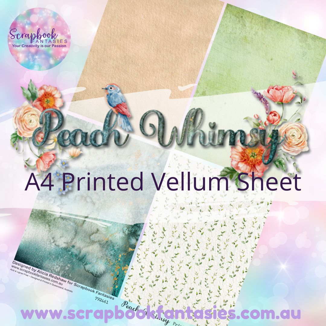 Peach Whimsy A4 Printed Vellum Sheet - Quarters 1 792461