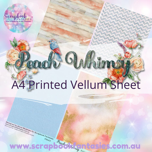 Peach Whimsy A4 Printed Vellum Sheet - Quarters 3 792463