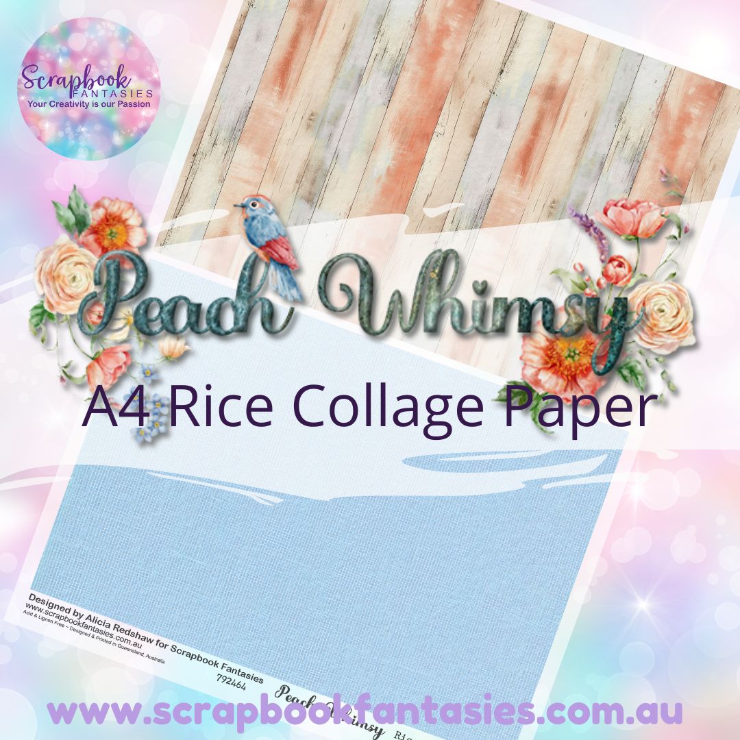 Peach Whimsy A4 Rice Collage Paper - Halves 1 792464