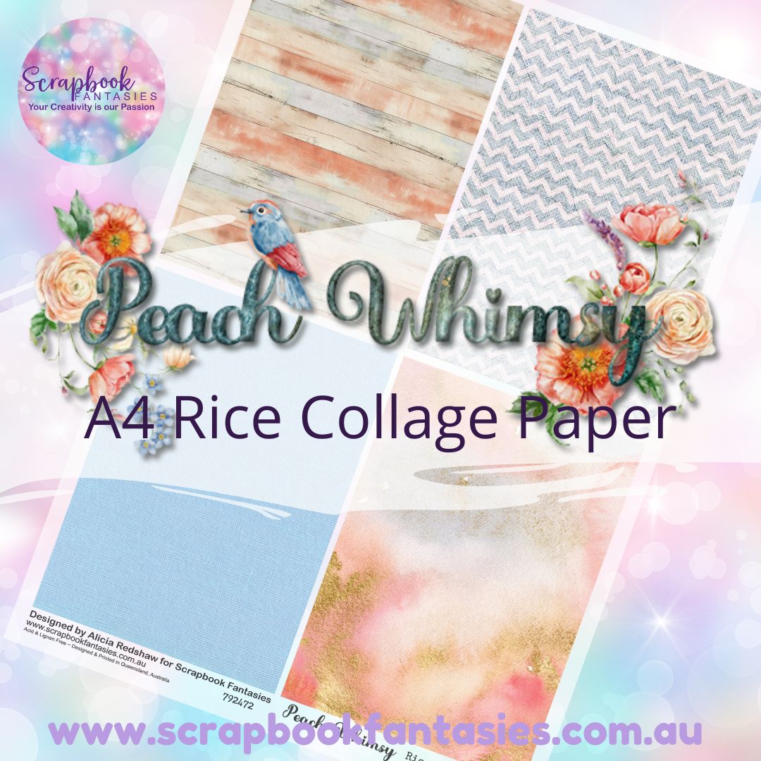 Peach Whimsy A4 Rice Collage Paper - Quarters 3 792472