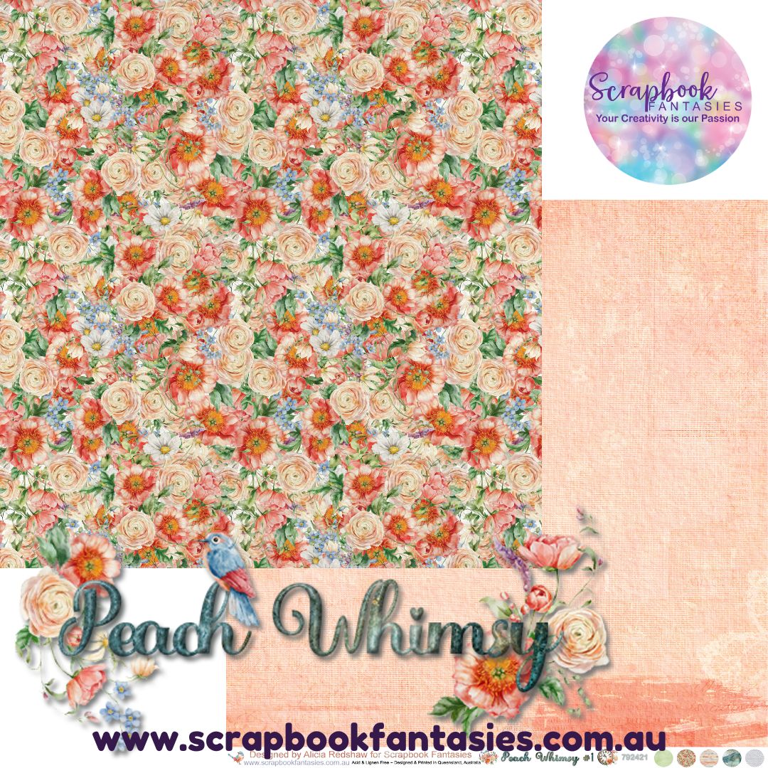 Peach Whimsy 12x12 Double-Sided Patterned Paper 1 - 792421