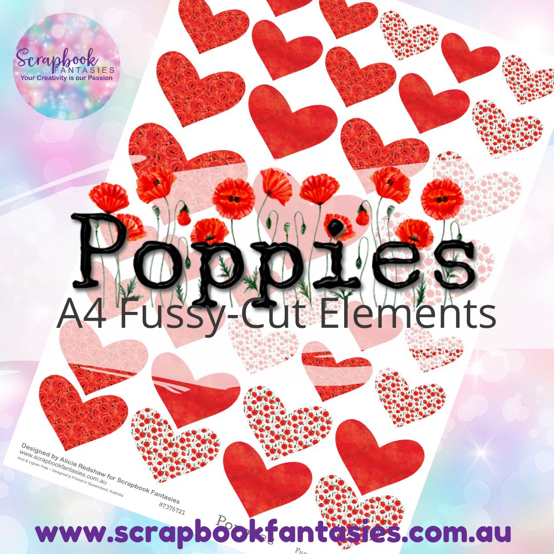 Poppies A4 Colour Fussy-Cut Elements - Hearts 2-1 87376721